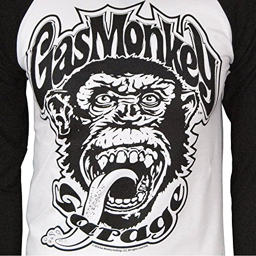 Officially Licensed Merchandise Gas Monkey Garage 04 Baseball Long Sleeve (Black/White), Small