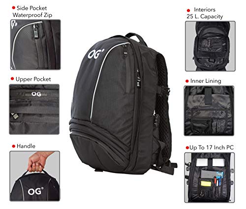 OG Online&Go EZ-Rider Mochila Moto Negra 25L, Bolsa Porta-Cascos, Correa Casco Moto, Antirrobo, Impermeable, Portátil, Reflectante