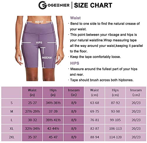 Ogeenier 8" Pantalones Cortos Deporte Mujer, Pantalon Corto Running Fitness Yoga Mallas Cortas con Bolsillos