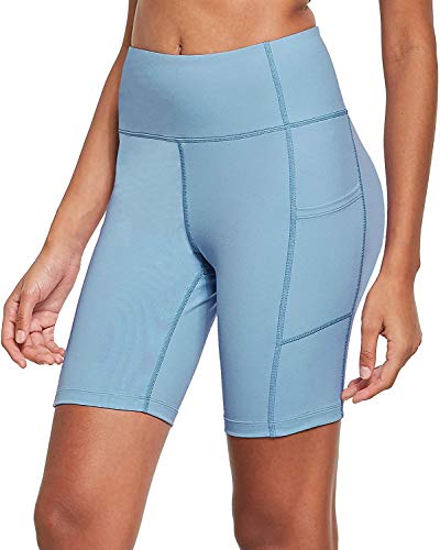 Ogeenier 8" Pantalones Cortos Deporte Mujer, Pantalon Corto Running Fitness Yoga Mallas Cortas con Bolsillos