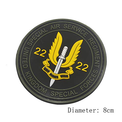 Ohrong Airsoft SAS Parche de PVC SWAT Morale Insignia de Goma táctica Militar Cosplay Emblema Brazalete con Gancho en la Parte Trasera