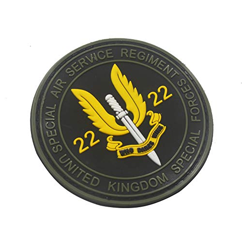 Ohrong Airsoft SAS Parche de PVC SWAT Morale Insignia de Goma táctica Militar Cosplay Emblema Brazalete con Gancho en la Parte Trasera