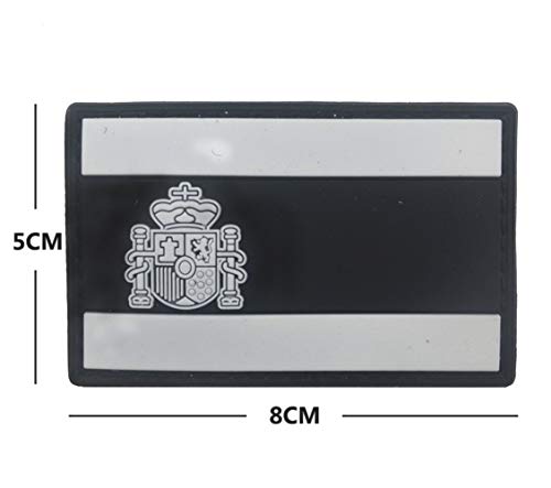 Ohrong España bandera nacional Espana PVC Morale Patch Ejército de combate Paintball insignia de goma Emblema Emblema Applique con gancho de respaldo para abrigos chaquetas Caps negro