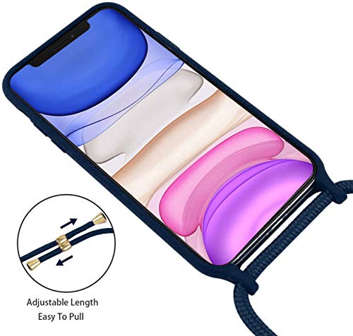 Oihxse Funda con Cuerda Compatible para iPhone 11 Pro Carcasa de Silicona Líquida Suave con Correa Colgante Ajustable Case Moda Ultra Delgado Antigolpes Protección Cover,A7