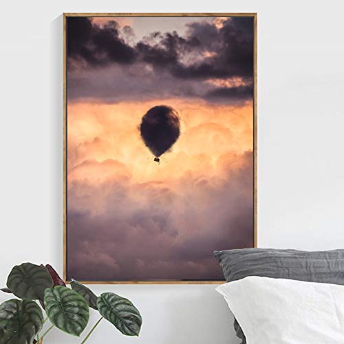 oioiu Impresión de Lienzo Globo de Aire Caliente Cartel de Nube Estilo nórdico Arte de Pared Pintura Creativa hogar Dormitorio Pasillo Sala de Estar decoración Pintura de Pared sin Marco