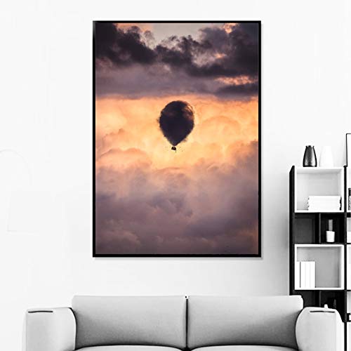 oioiu Impresión de Lienzo Globo de Aire Caliente Cartel de Nube Estilo nórdico Arte de Pared Pintura Creativa hogar Dormitorio Pasillo Sala de Estar decoración Pintura de Pared sin Marco