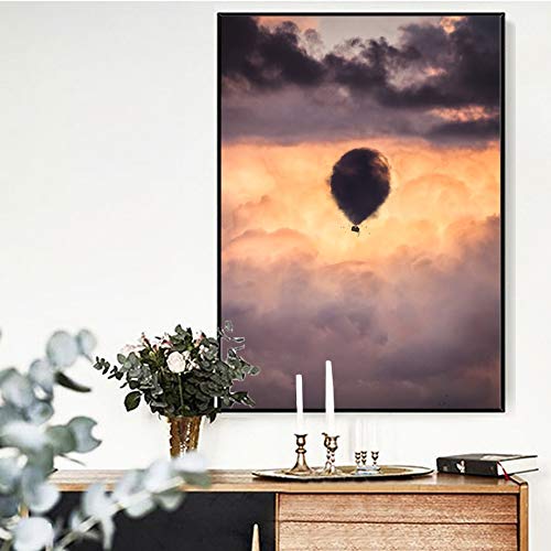 oioiu Impresión de Lienzo Globo de Aire Caliente Cartel de Nube Estilo nórdico Arte de Pared Pintura Creativa hogar Dormitorio Pasillo Sala de Estar decoración Pintura de Pared sin Marco