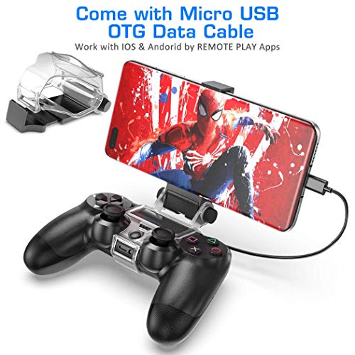 OIVO Soporte Smartphone para Mando PS4, Soporte Clip para teléfono móvil para Controlador de PS4 Gamepad, Soporte Ajustable para Teléfono