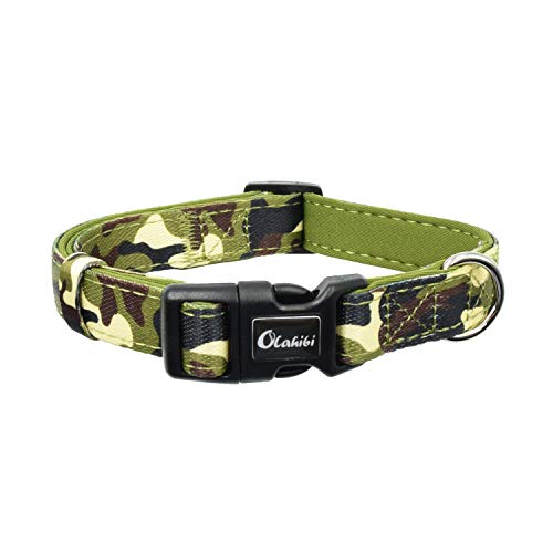 Olahibi Collar de perro con estampado de camuflaje, acolchado de neopreno, material de poliéster, para perros grandes (L, camuflaje)