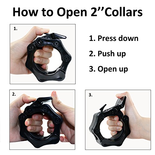 Olímpico Barra De Bloqueo abrazadera cuello clip, traje para diámetro 1 "/25 mm y 2"/50 mm estándar discos de, ideal para Crossfit entrenamientos, Overhead prensa, peso muerto y banco prensa, Dia 50mm