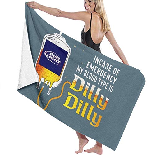 Oluola Toalla de baño Bath Towel, Bud Light Incase of Emergency My Blood Type is Dilly Dilly Bath Towels Super Absorbent Beach Bathroom Towels for Gym Beach SWM SPA