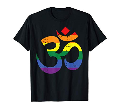 Om Aum Symbol Yoga Rainbow Gay Pride Yogi LGBT Flag Gift Camiseta