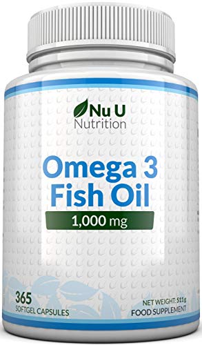 Omega 3 | Aceite de Pescado | 1000 mg | 365 Cápsulas (Suministro Anual) | Complemento alimenticio de Nu U Nutrition