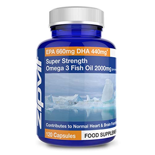 Omega 3 Fish Oil 2000mg, 120 Capsules. EPA 660mg DHA 440mg per serving. Supports Heart, Brain Function and Eye Health.