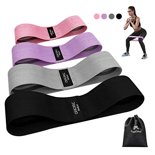 OMORC Bandas Elasticas Gluteos, Bandas Elasticas musculacion, Bandas de Resistencia de 4 Niveles, Cintas Elasticas Antideslizantes, para Cadera, Piernas, Brazos, Yoga, Pilates, Fitness, Crossfit