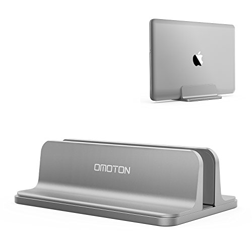 OMOTON Soporte Laptop, Atapta a Macbook Pro/Air, Huawei, DELL y Otros Portátiles y Netbooks, Vertical Soporte para Ordenador de Aluminio con Base Ajustable, Gris