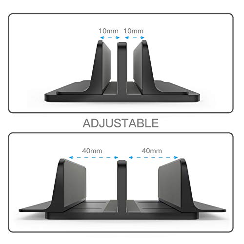 OMOTON Soporte Vertical Portátil Dual, Movilble Soporte Laptop de Aluminio para Macbook Air/Pro, ASUS, Lenovo, Todos Portátiles y Netbooks, iPad, Negro