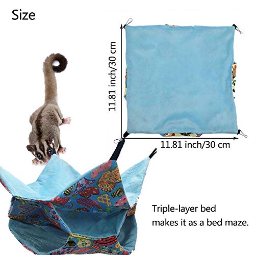 Oncpcare - Hamaca para mascotas pequeña, con diseño de cubo de azúcar, cama triple, cama para rata, cobaya, cerdo, accesorios de cama, acogedora, túnel, cueva de animales pequeños cama