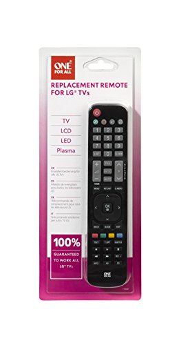 One For All URC1911 - Mando a distancia de reemplazo para Televisores LG – Control remoto universal para todo tipo de TVs de la marca LG - negro