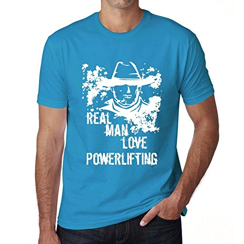 One in the City Powerlifting, Real Men Love Powerlifting Hombre Camiseta Azul Regalo De Cumpleaños 00541