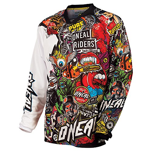 O'Neal Mayhem Crank Jersey Motocross, color Negro/Multicolor Enduro MTB Cross DH, 0023C-10 - XXL