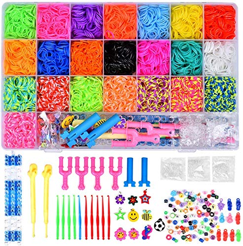 ONECK Caja Pulseras Gomas Bandas de Silicona Para Hacer Pulseras De Colores Loom Kit para Pulseras(6800 Loom Bandas)