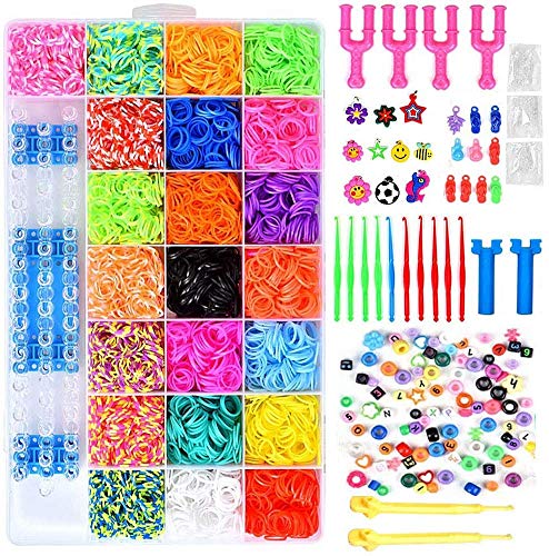 ONECK Caja Pulseras Gomas Bandas de Silicona Para Hacer Pulseras De Colores Loom Kit para Pulseras(6800 Loom Bandas)