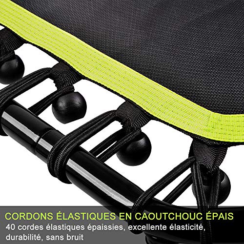 OneTwoFit 51"Cama Elástica Silenciosa con Manubrio Ajustable, Trampolín Fitness Entrenador de Cardio Salto Rebote Bungee para adultos OT105