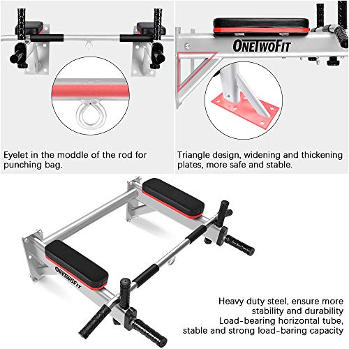 ONETWOFIT Barras de dominadas, Montaje en la Pared Barra de Ejercicios para la Espalda OT066R