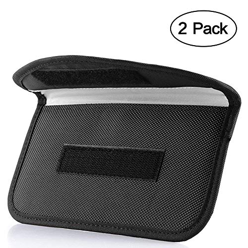 ONEVER Bolsa De Bloqueo De Señal, GPS RFID Faraday Bolsa De Protección De Jaula, Funda para Teléfono Móvil Protección De La Privacidad Y Llave De Coche Fob, Anti-rastreo Antispying (2pcs)