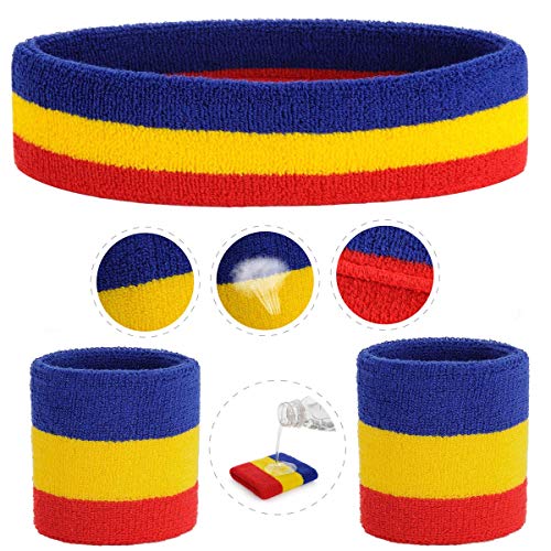 ONUPGO Set de muñequeras deportivas Set de muñequeras con banda de sujeción Bandas para sudar Wristband Ejercicio atlético Baloncesto Muñequera y bandas para la cabeza