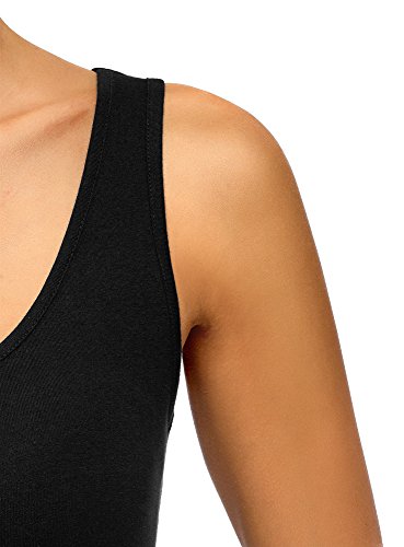 oodji Collection Mujer Camiseta de Tirantes Básica, Negro, ES 46 / XXL