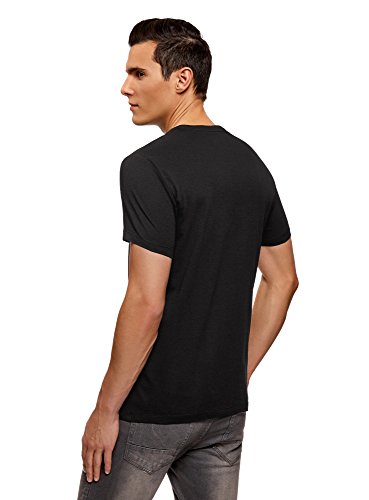 oodji Ultra Hombre Camiseta Básica (Pack de 2), Negro, ES 46-48 / S