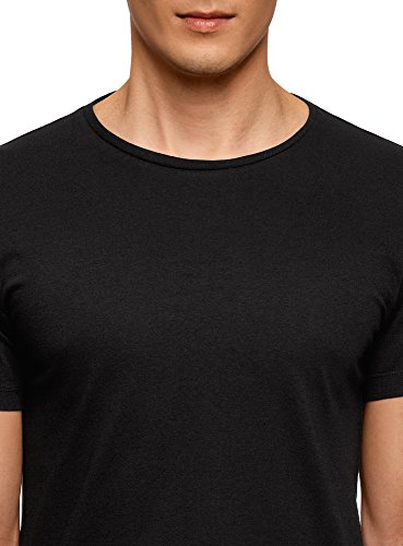 oodji Ultra Hombre Camiseta Básica (Pack de 2), Negro, ES 46-48 / S