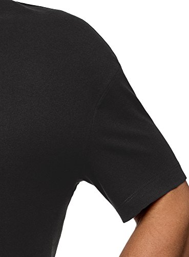 oodji Ultra Hombre Camiseta de Algodón Recta, Negro, ES 58-60 / XXL