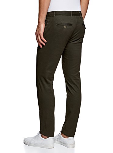 oodji Ultra Hombre Pantalones Chinos de Algodón, Verde, 40