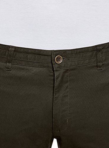 oodji Ultra Hombre Pantalones Chinos de Algodón, Verde, 40