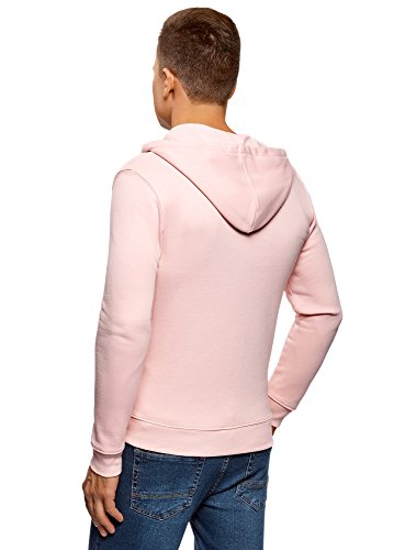 oodji Ultra Hombre Sudadera con Cremallera y Capucha, Rosa, ES 56 / XL