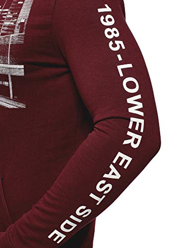 oodji Ultra Hombre Sudadera de Algodón con Estampado, Rojo, ES 56 / XL