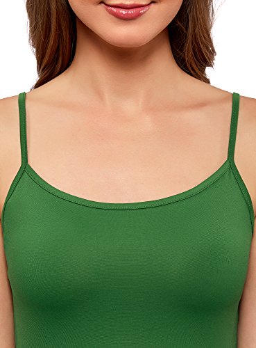 oodji Ultra Mujer Camiseta de Punto con Tirantes Finos, Verde, ES 44 / XL