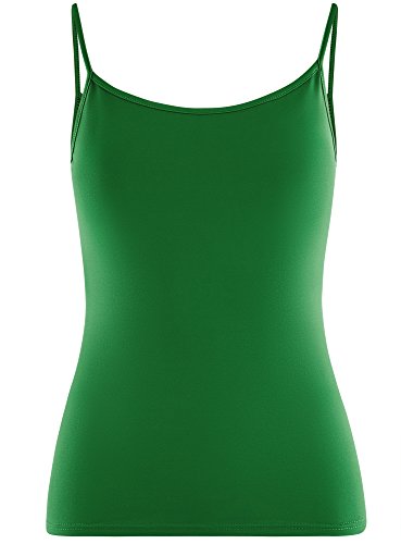 oodji Ultra Mujer Camiseta de Punto con Tirantes Finos, Verde, ES 44 / XL