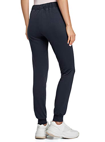 oodji Ultra Mujer Pantalones de Punto con Cordones, Azul, ES 34 / XXS