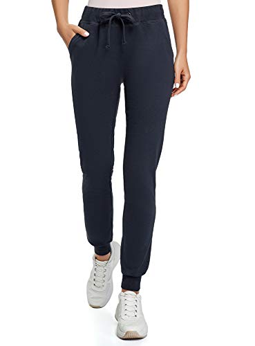 oodji Ultra Mujer Pantalones de Punto con Cordones, Azul, ES 34 / XXS