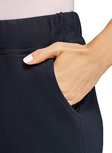 oodji Ultra Mujer Pantalones de Punto con Cordones, Azul, ES 36 / XS