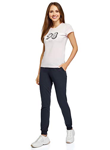 oodji Ultra Mujer Pantalones de Punto con Cordones, Azul, ES 36 / XS