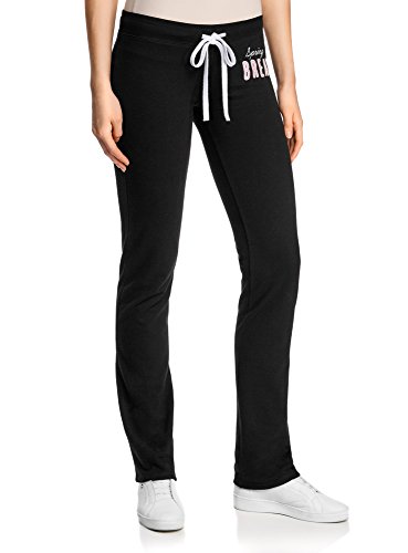 oodji Ultra Mujer Pantalones de Punto con Cordones, Negro, ES 42 / L