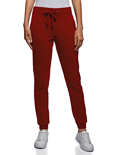 oodji Ultra Mujer Pantalones de Punto Deportivos, Rojo, ES 34 / XXS