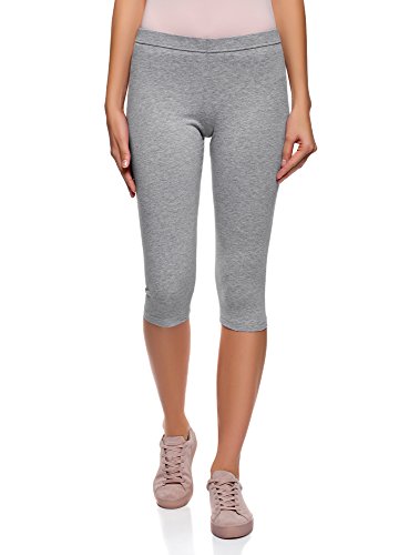 oodji Ultra Mujer Pantalones Piratas Básicos de Punto, Gris, ES 40 / M