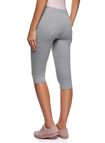 oodji Ultra Mujer Pantalones Piratas Básicos de Punto, Gris, ES 40 / M