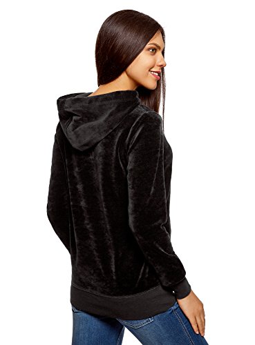 oodji Ultra Mujer Sudadera Básica con Bolsillo, Negro, ES 36 / XS